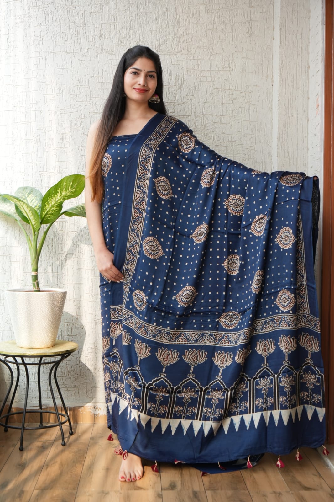 Ajrakh Modal Suit Set | Pure Ajrakh Print Unstitched Set