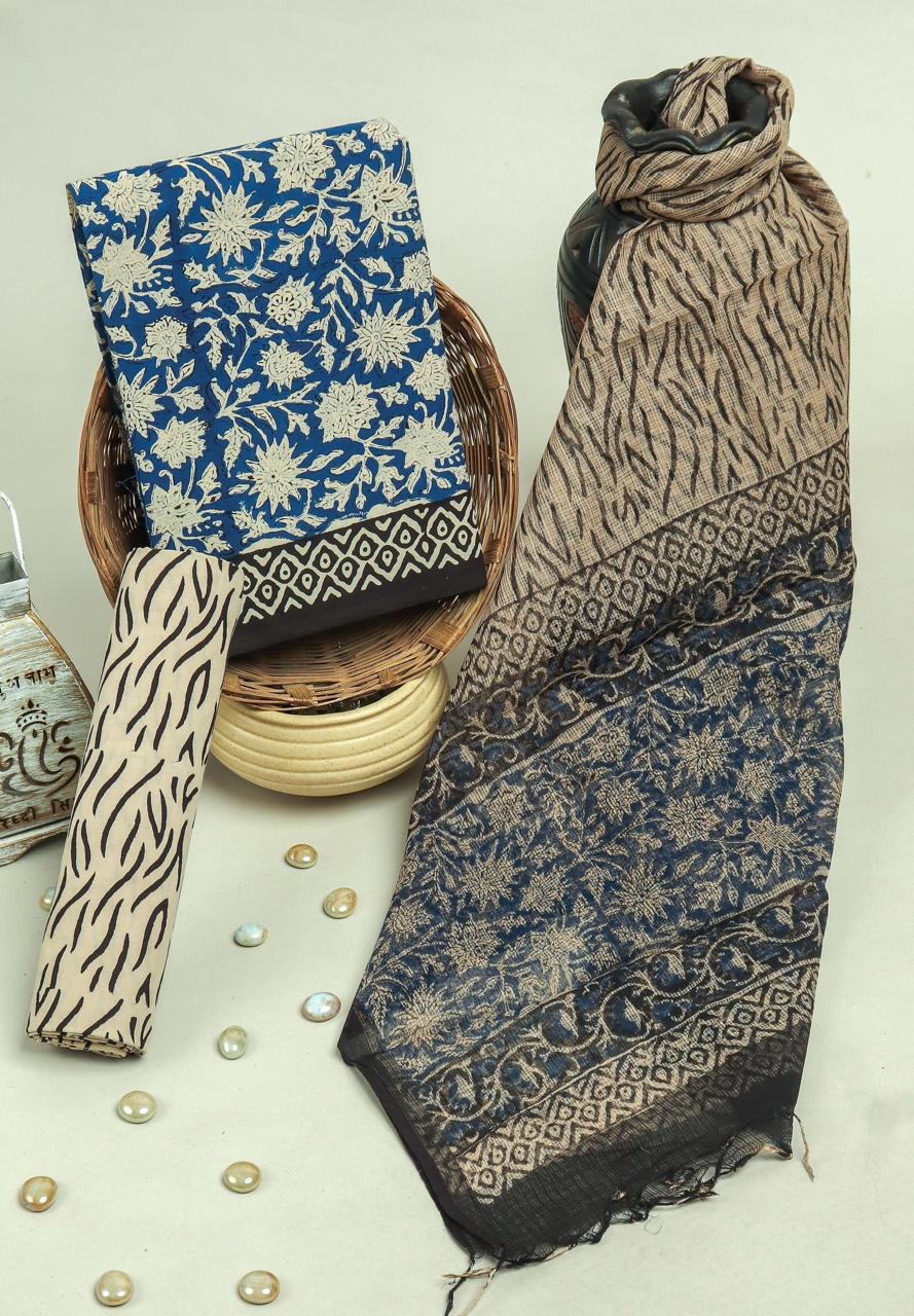 Cotton Suit With Kota Dupatta – Signature Ethnic Hand Block Collection