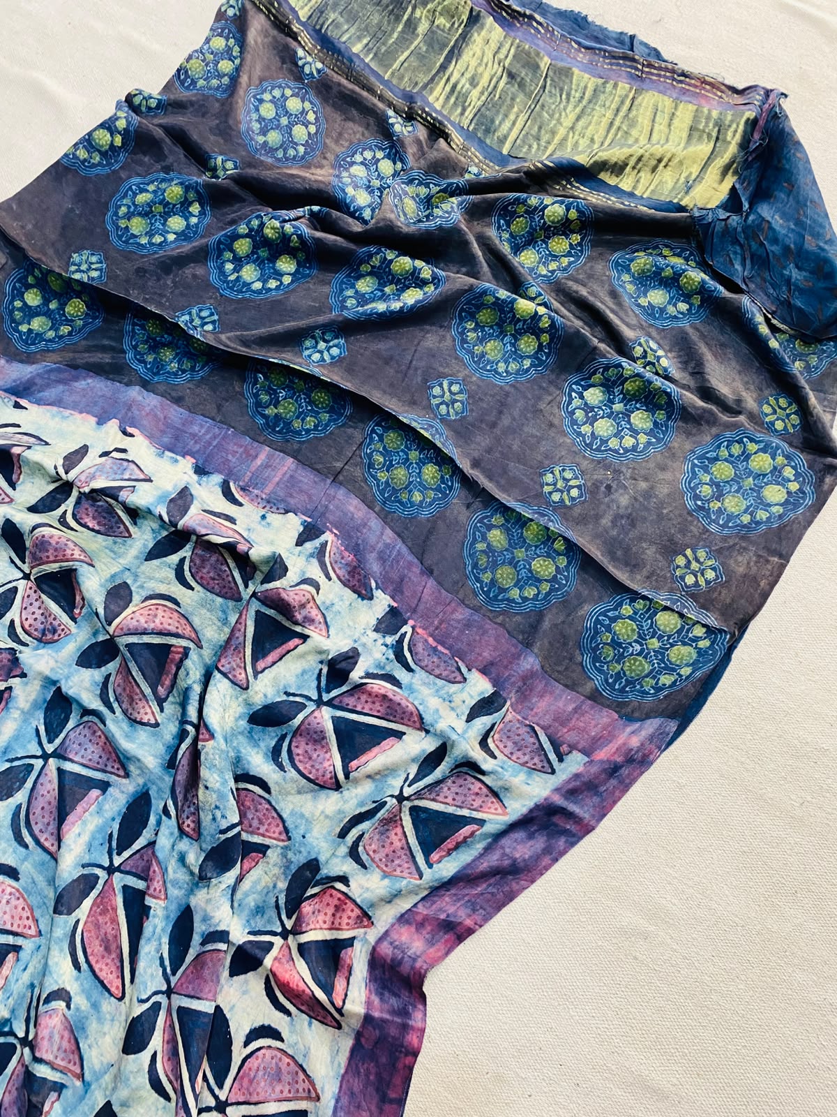 Traditional Bagru Ajrakh Modal Gajji Silk Saree – Premium Natural Dye Saree