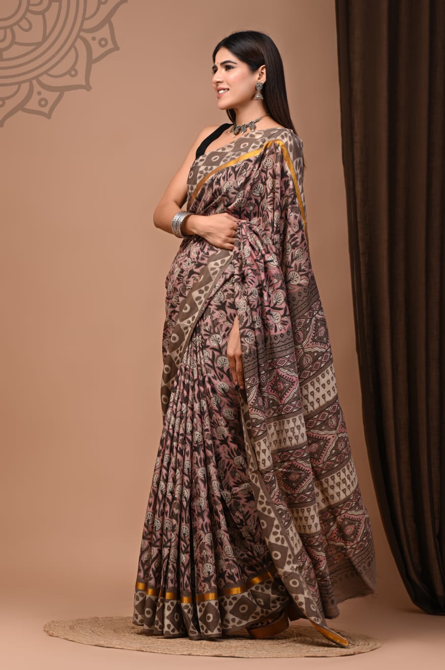Assam Silk Saree – Graceful Hand Block Print Saree for Every Occasion