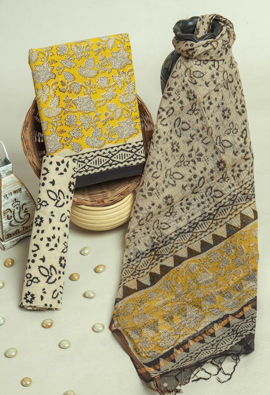 Cotton Suit With Kota Dupatta – Hand Block Printed Pure Cotton Set