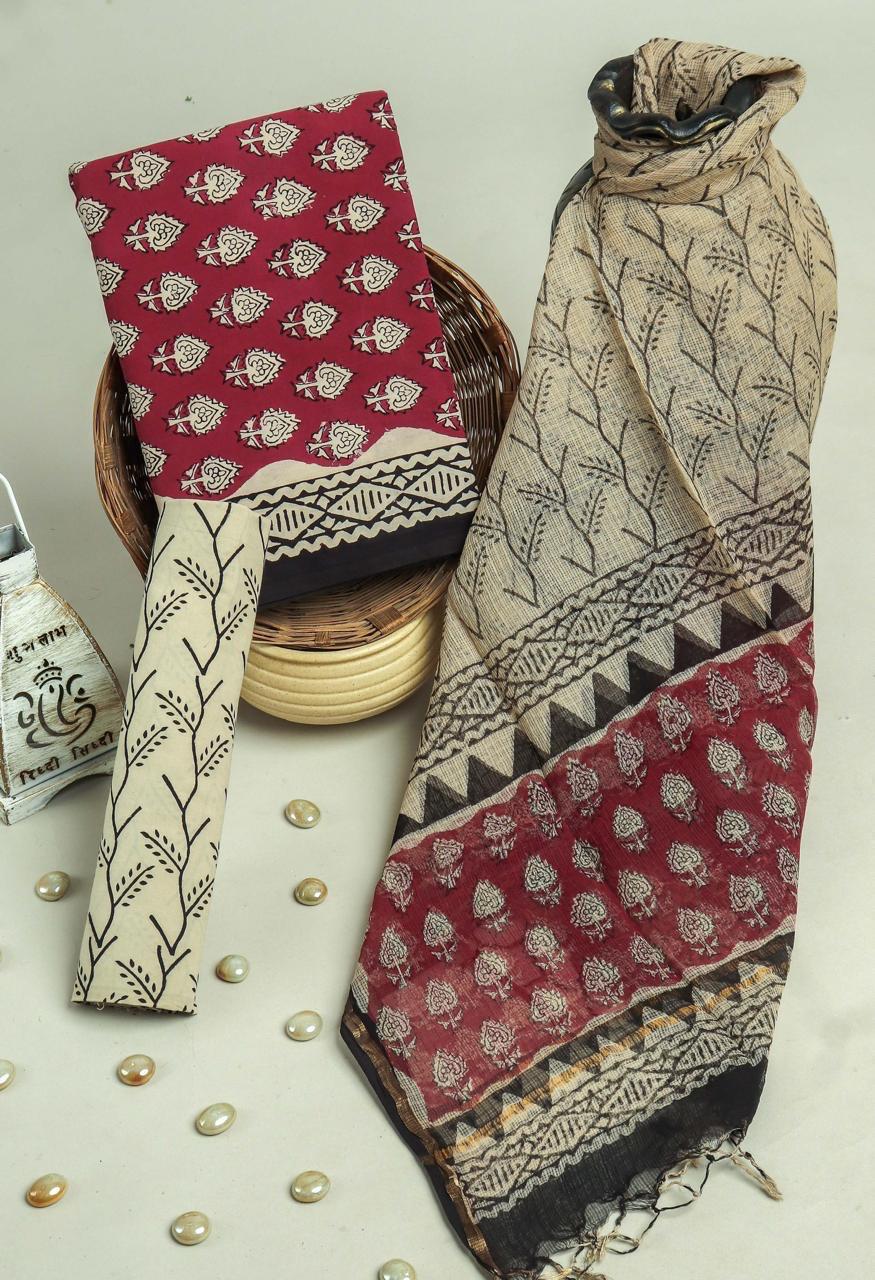 Cotton Suit With Kota Dupatta – Traditional Artisan Printed Suit