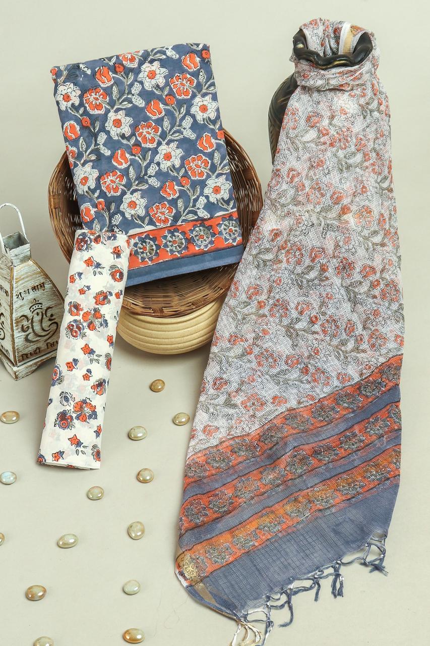 Cotton Suit With Kota Dupatta – Traditional Indian Hand Block Suit