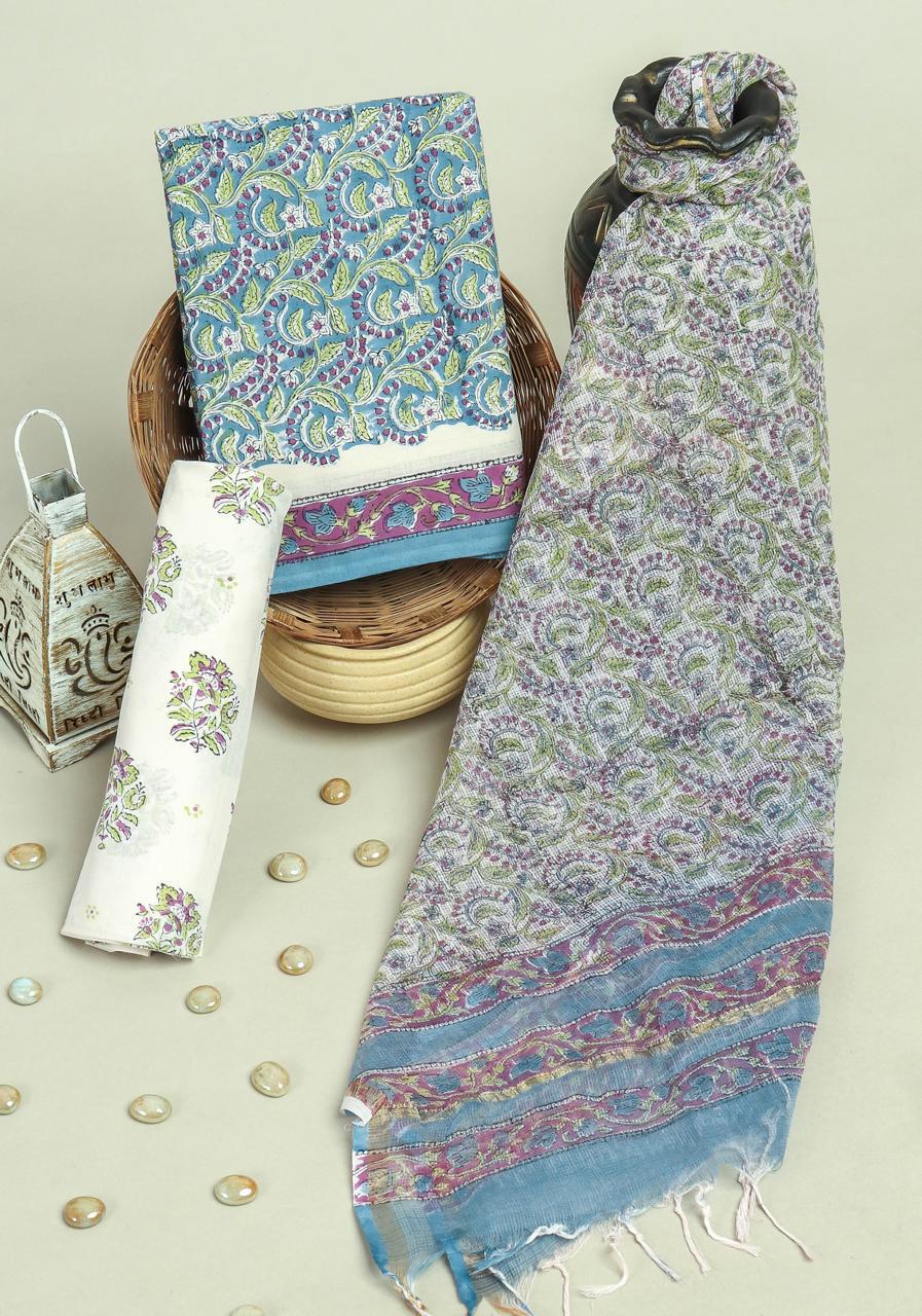 Cotton Suit With Kota Dupatta – Pure Cotton Hand Block Printed Set
