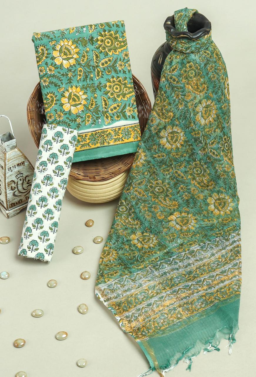 Cotton Suit With Kota Dupatta – Classic Ethnic Hand Block Collection