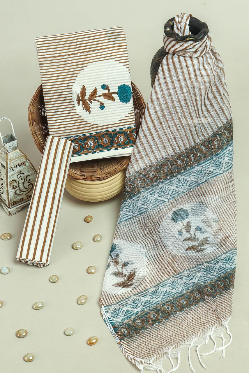 Cotton Suit With Kota Dupatta – Hand Block Printed Pure Cotton Set