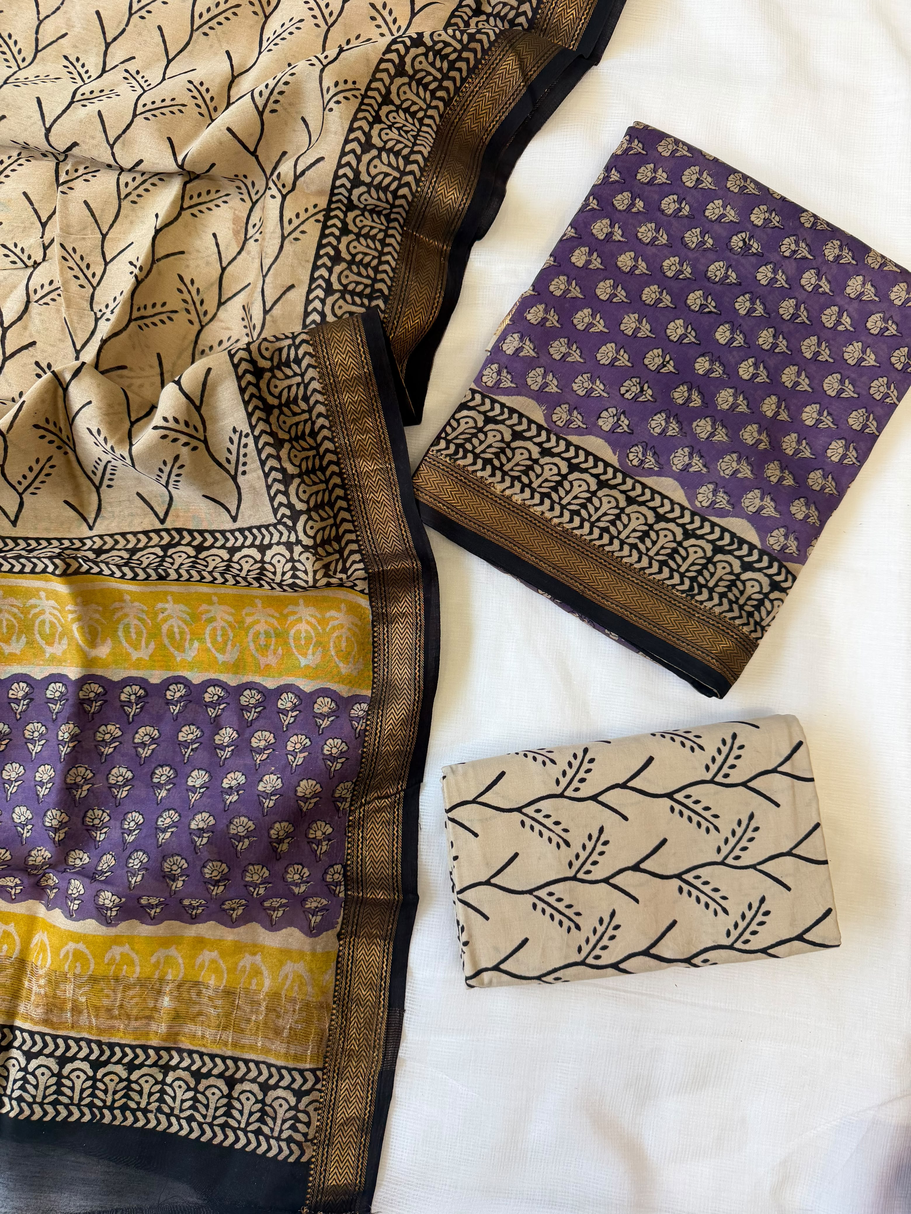 Maheshwari Suit | Designer Hand Block Printed Silk Suit