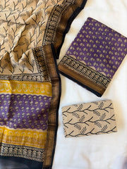 Maheshwari Suit | Designer Hand Block Printed Silk Suit