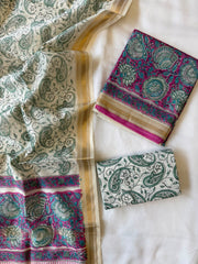 Maheshwari Suit | Hand Block Printed Silk Suit
