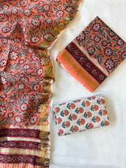 Maheshwari Suit | Traditional Bagru Print Silk Suit