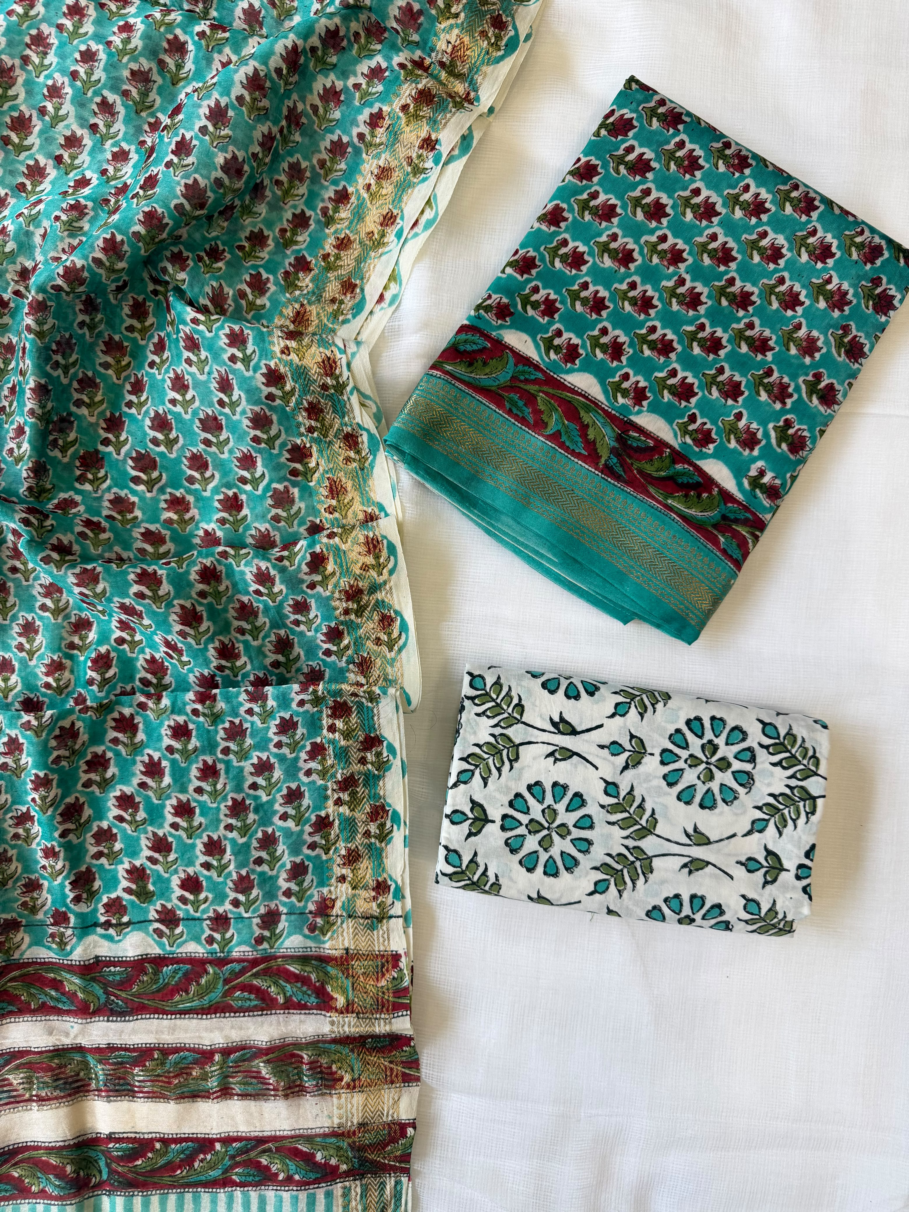 Maheshwari Suit | Bagru Print Maheshwari Silk Suit