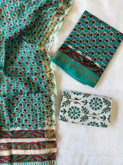 Maheshwari Suit | Bagru Print Maheshwari Silk Suit