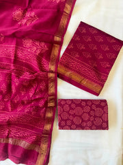 Maheshwari Suit | Elegant Geecha Border Hand Block Suit