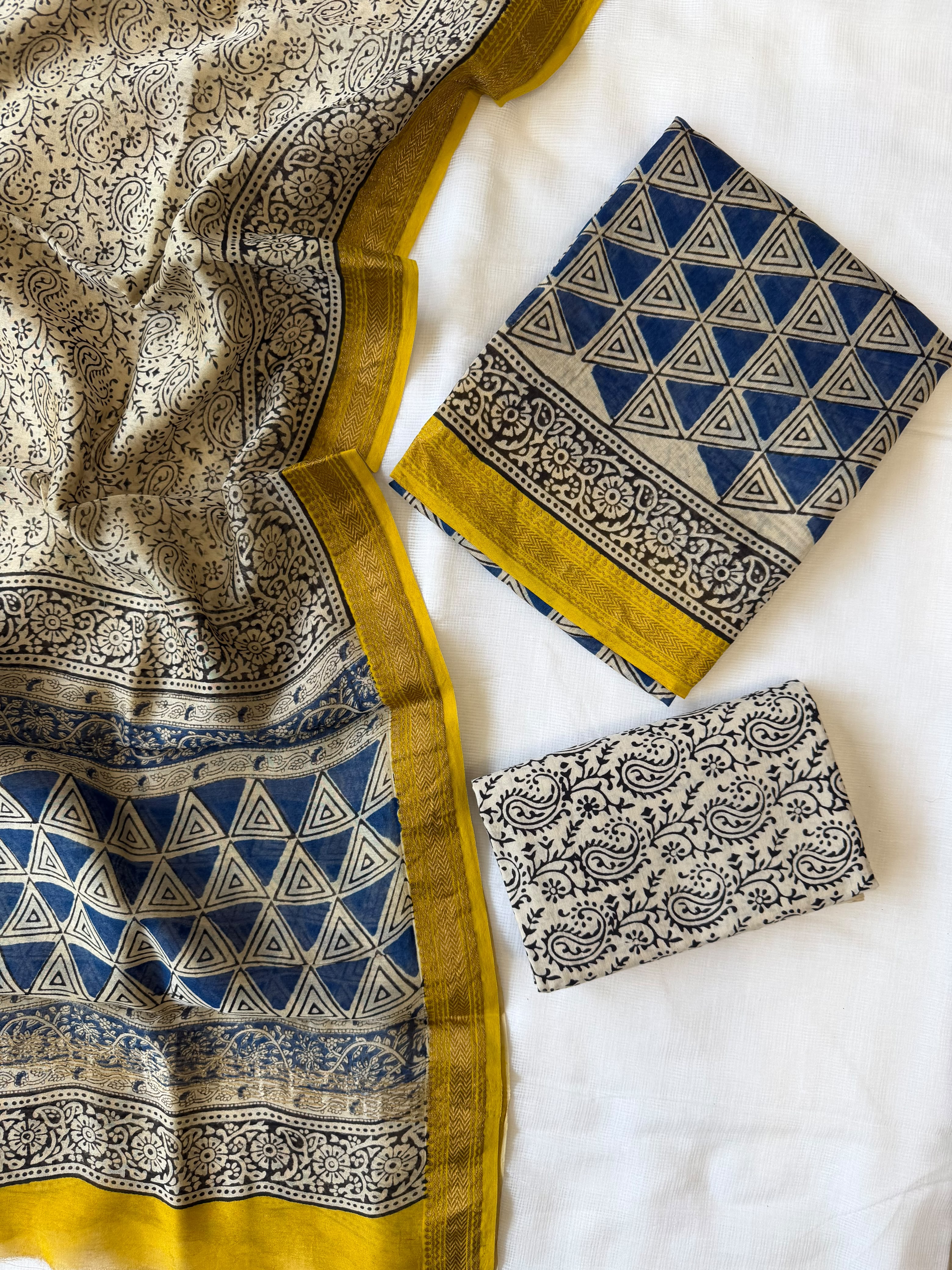 Maheshwari Suit | Elegant Maheshwari Silk Hand Block Suit