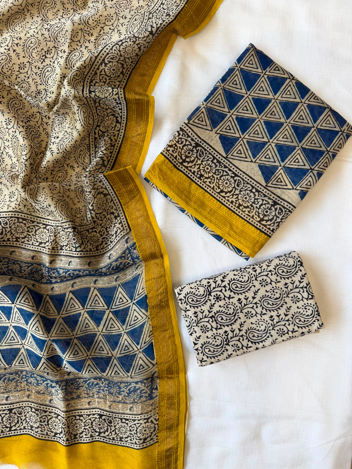 Maheshwari Suit | Elegant Maheshwari Silk Hand Block Suit