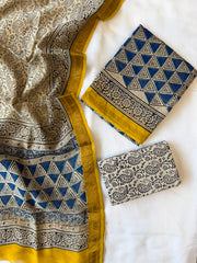 Maheshwari Suit | Elegant Maheshwari Silk Hand Block Suit
