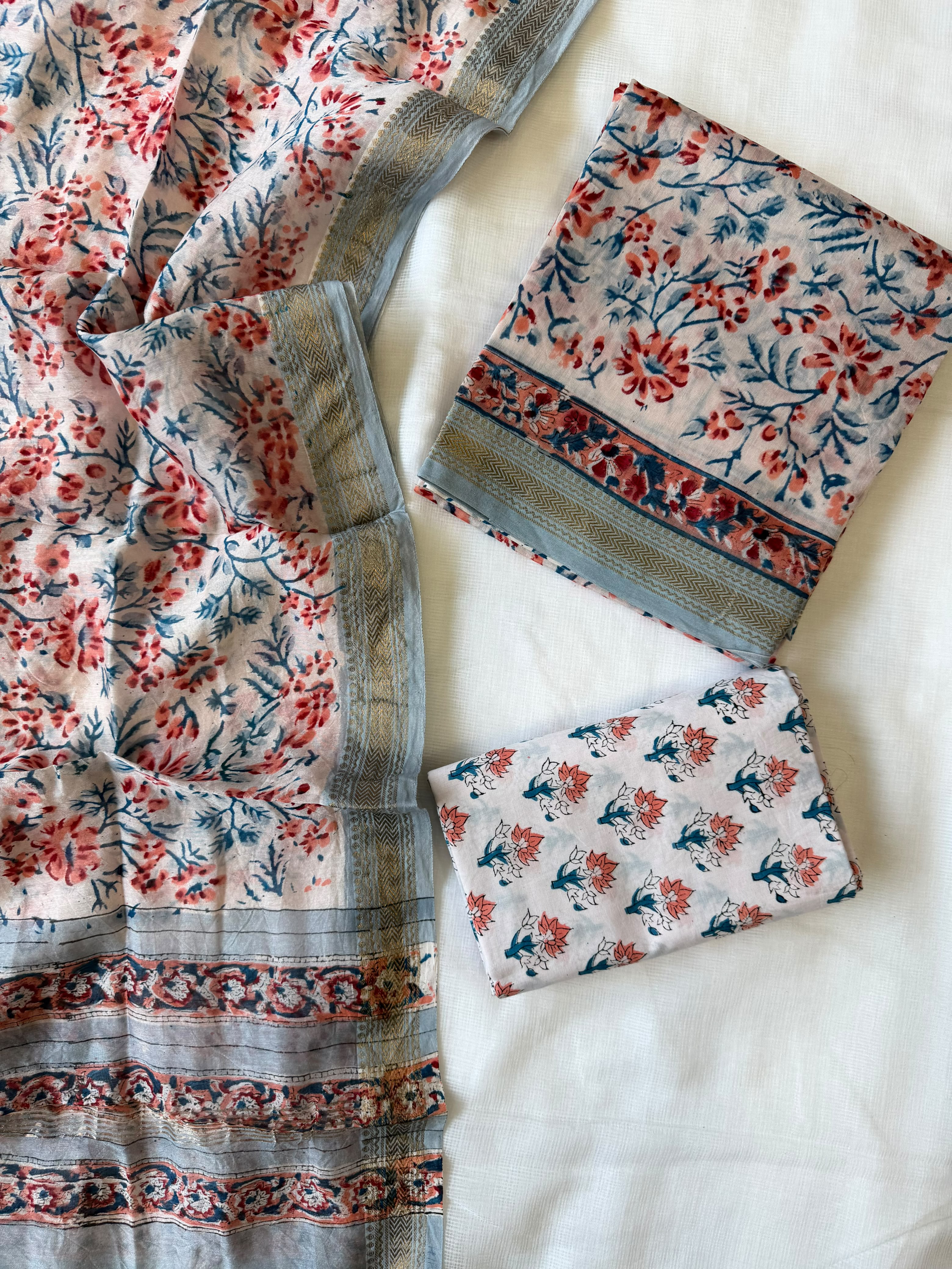 Maheshwari Suit | Classic Hand Block Print with Zari