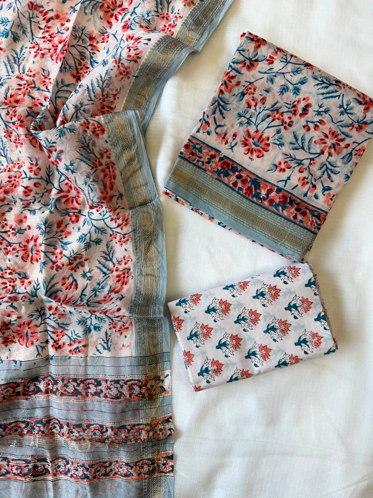 Maheshwari Suit | Classic Hand Block Print with Zari