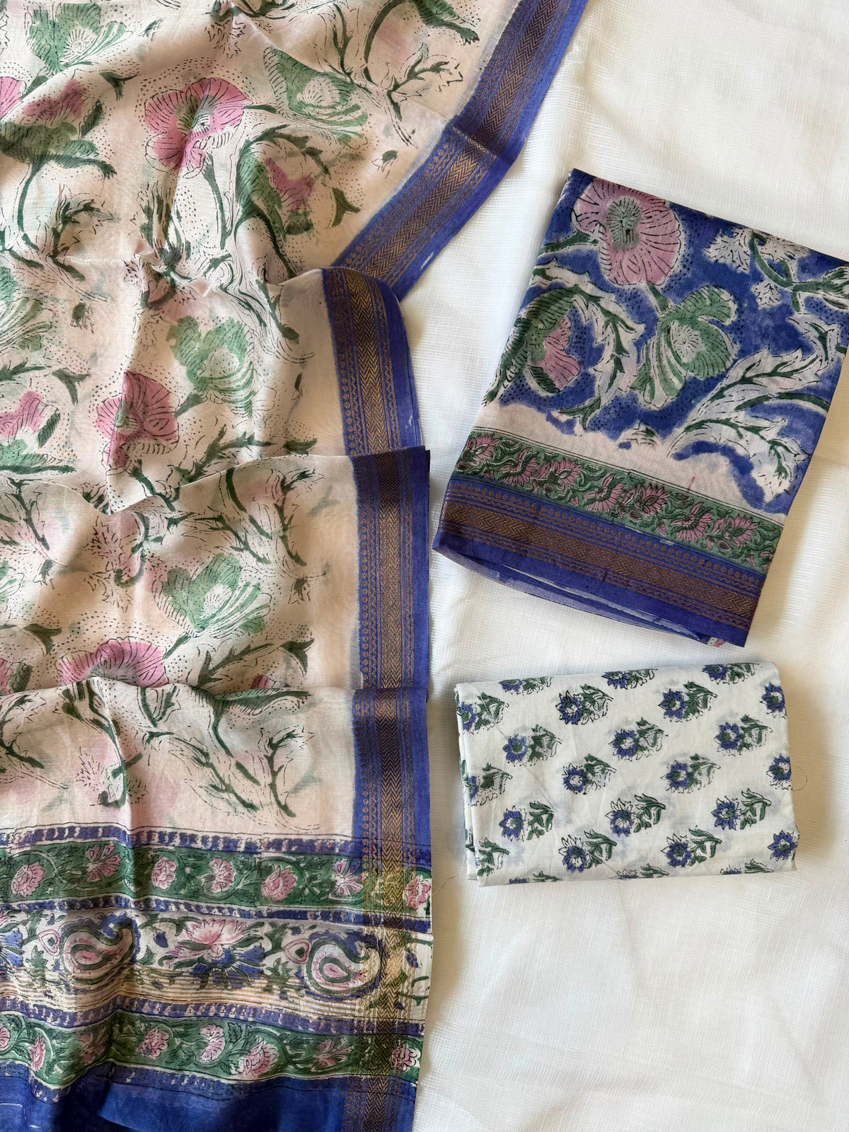 Maheshwari Suit | Pure Cotton Bottom & Silk Dupatta Set