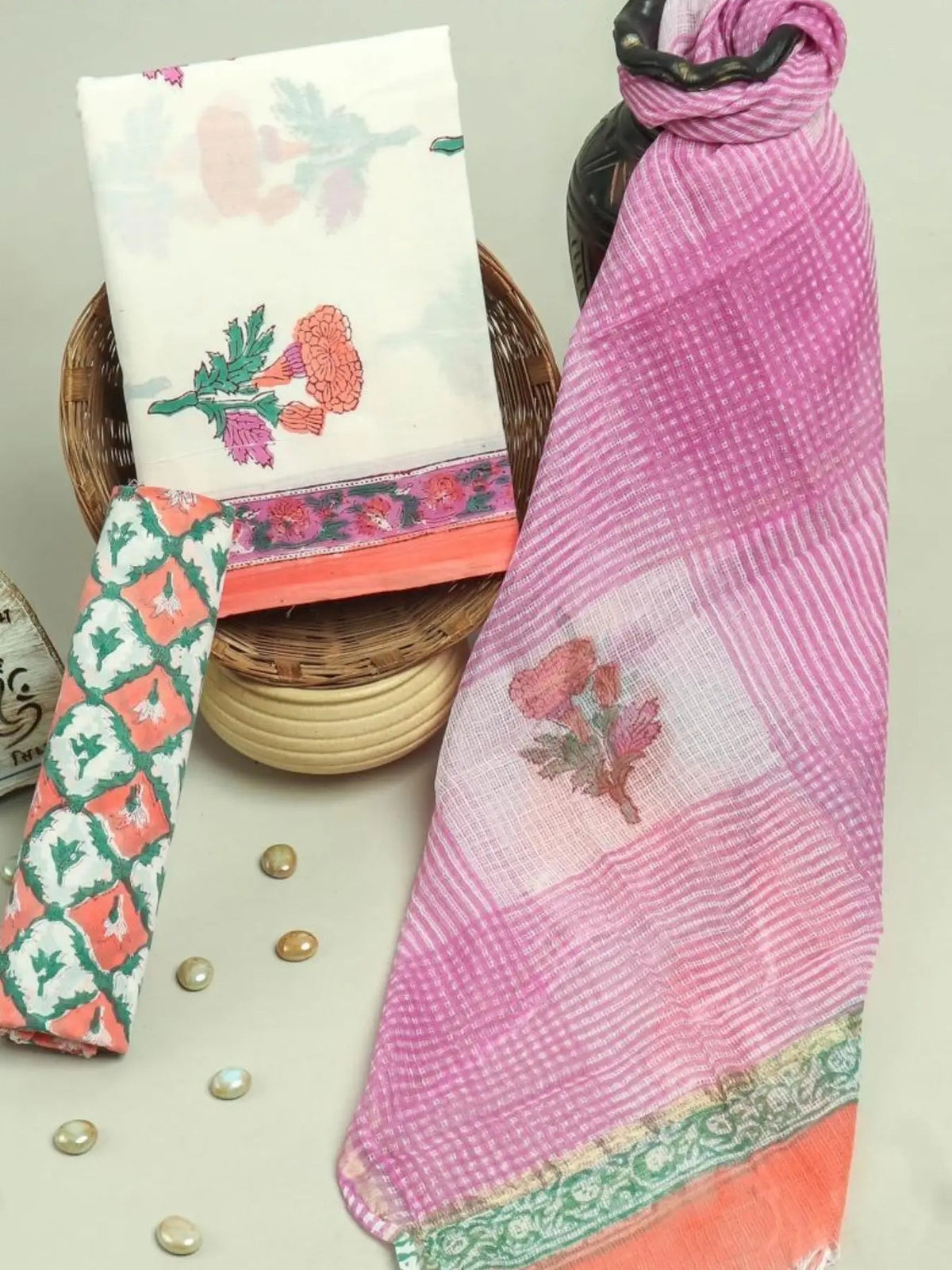 Cotton Suit With Kota Dupatta – Elegant Artisan Printed Collection