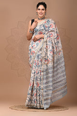 Floral Maheshwari Silk Saree – Elegant & Lightweight ✨